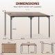 Wall-Mounted Patio Gazebo Large Outdoor Hardtop Pergola with Sloped Polycarbonate Roof