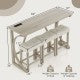 4-Piece Bar Table Set with Power Outlet and Upholstered Saddle Seat Stools