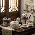 925 Sterling Silver Exquisite Floral Relief Silver Teapot Featuring Wood Handle and Vibrant Red Accent - Handicraft
