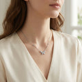 925 Sterling Silver Elegant Marquise CZ Butterfly Necklace with Bezel-Set Station Accents