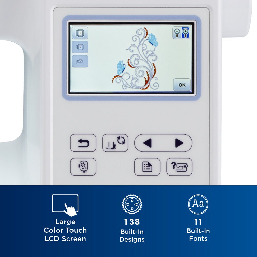 Brother PE800 Computerized Embroidery Machine, 5???x7??? Area, LCD Screen, 138 Designs, 11 Fonts, USB Port
