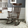 Solid Wood Glossy Finish Rocking Chair, Indoor & Outdoor Rocker for Porch Patio Backyard