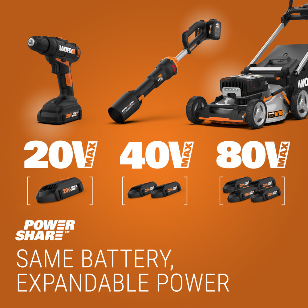 Worx 40V Cordless Lawn Mower 14′′ with Intellicut, Mulching, 2x20V 4.0Ah Batteries and Charger Included
