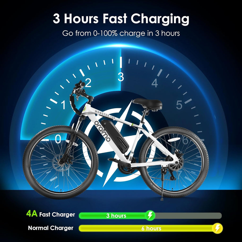 Adult Electric Bike, 350W BAFANG Motor (500W Peak), 4A 3H Fast Charging, 468Wh Li-Ion Battery, 21 Speed Gears, Air Saddle, 45 Miles 20 MPH 26" Mountain Bike Electric Bike, ANSI/CAN/UL2849 Compliant