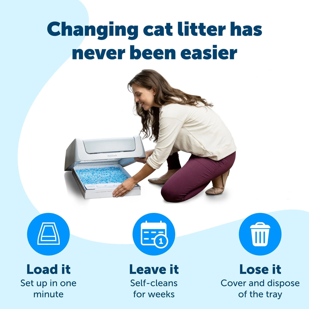 PetSafe ScoopFree Complete Replacement Blue Crystal Litter Tray?? 6-Pack Easy Cleanup with Disposable Tray Includes Leak Protection and Low Tracking Litter