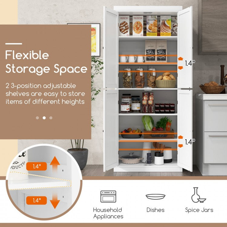 72.5 Inches Tall Buffet Cabinet with 6-Tier Shelves and 4 Doors