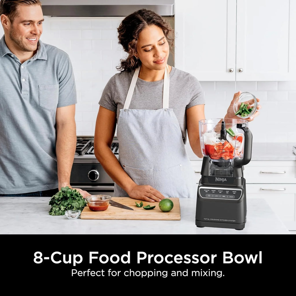 Ninja Blender, Mega Kitchen System, 1500W, 4 Functions for Smoothies, Processing, Dough, Drinks & More, with 72 Blender Pitcher, 64 Processor Bowl, 2 Nutri Cups + Lids, Black, BL770