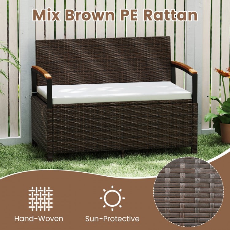 Outdoor Storage Bench Deck Box Patio Furniture with Cushion