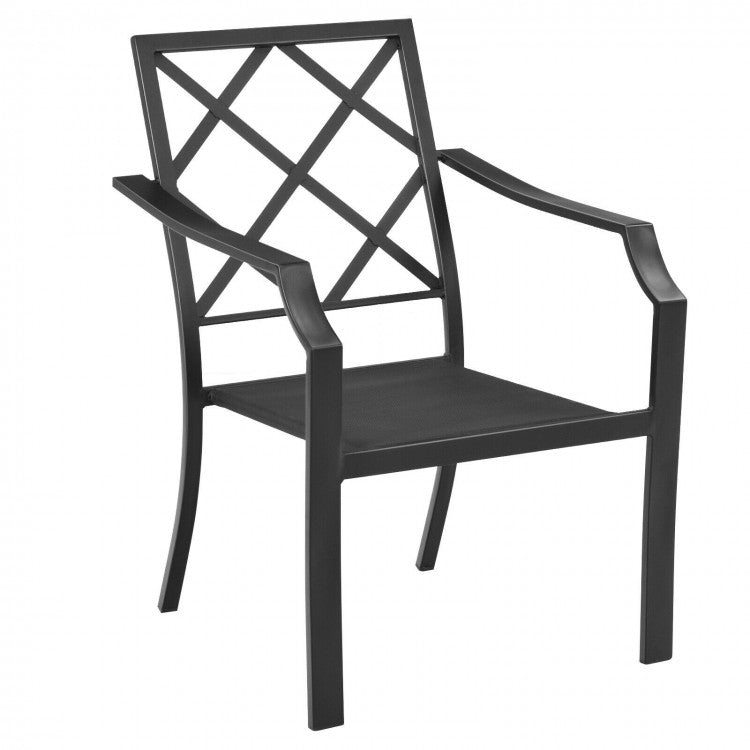 4 Pieces Outdoor Dining Set with Removable Cushions and Rustproof Steel Frame