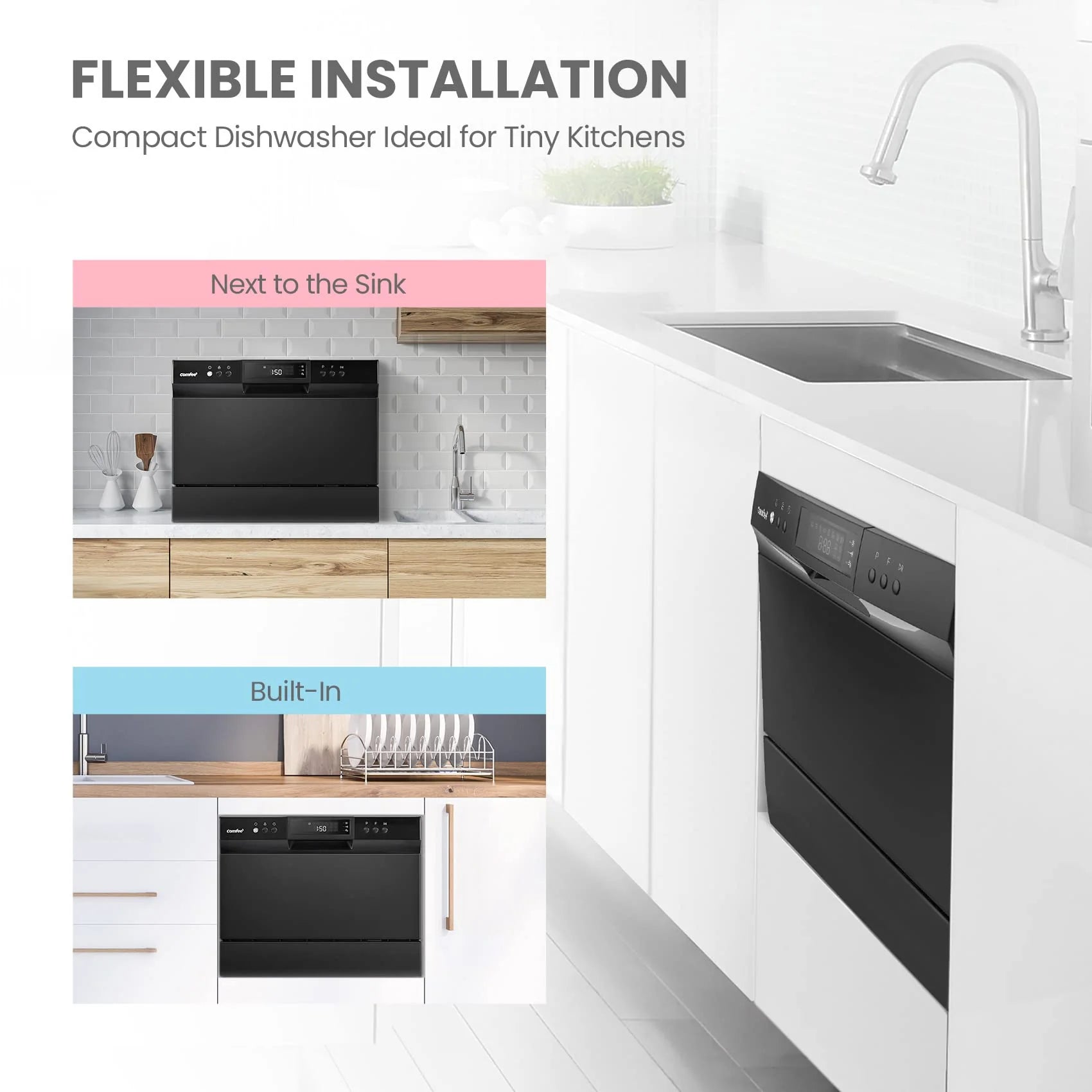 COMFEE' Portable Countertop Dishwasher for Dorm, RV& Apartment