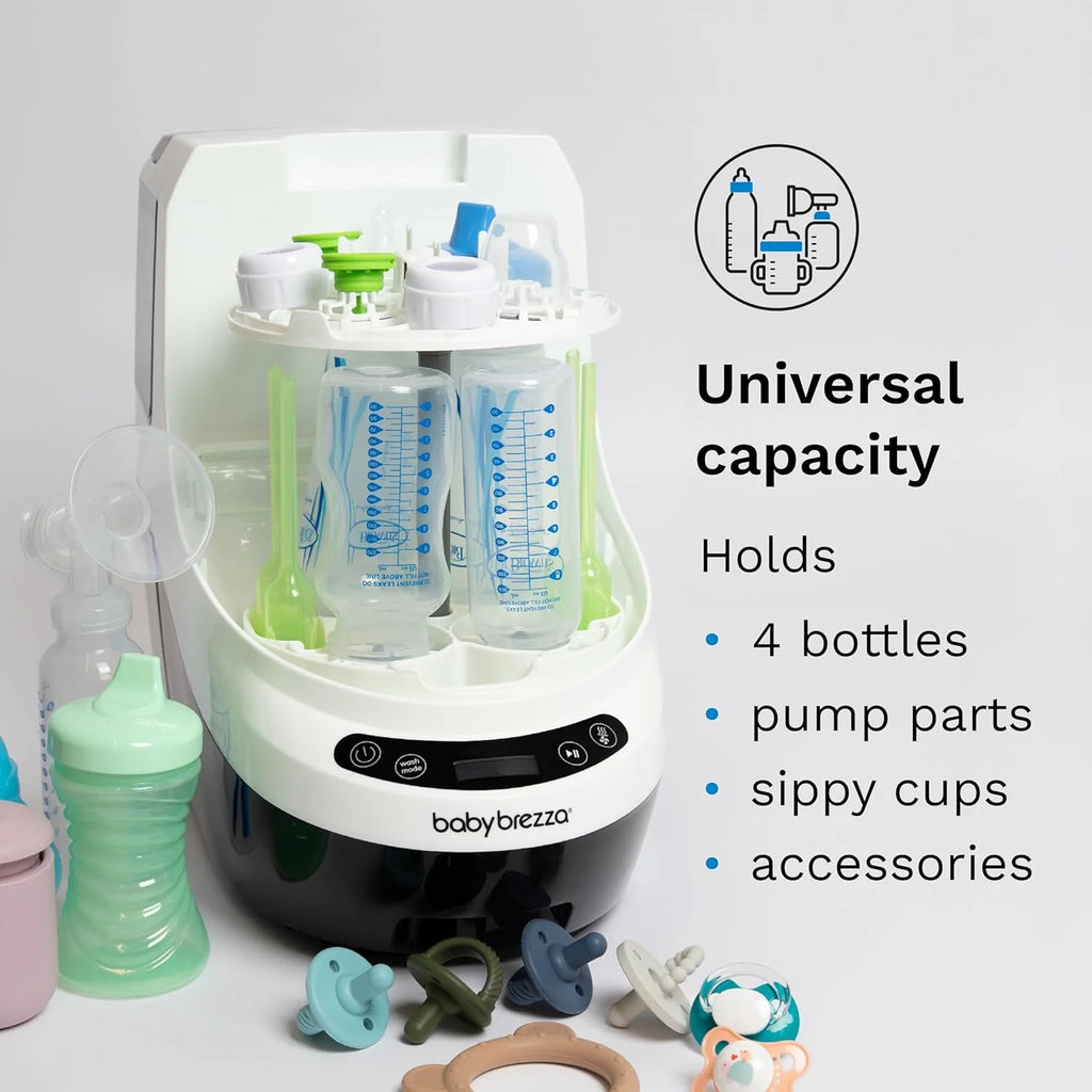 Baby Bottle Washer Pro - Baby Bottle Washer, Sterilizer + Dryer - All in One Machine Cleans Bottles, Pump Parts, & Sippy Cups - Replaces Hand Washing, Bottle Brushes and Drying Racks-Brezza