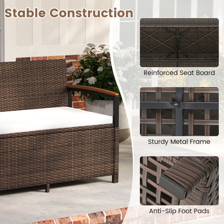 Outdoor Storage Bench Deck Box Patio Furniture with Cushion