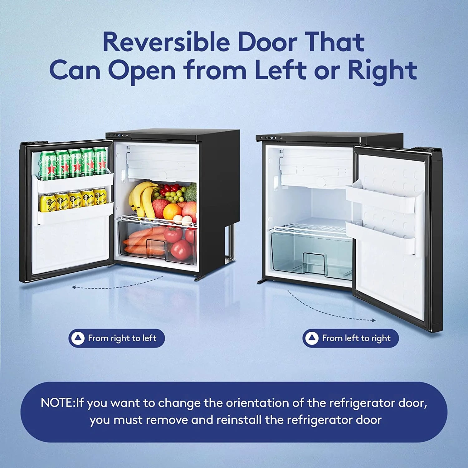 12 Volt RV Refrigerator 2.3cu.ft 65L RV Fridge and Freezer