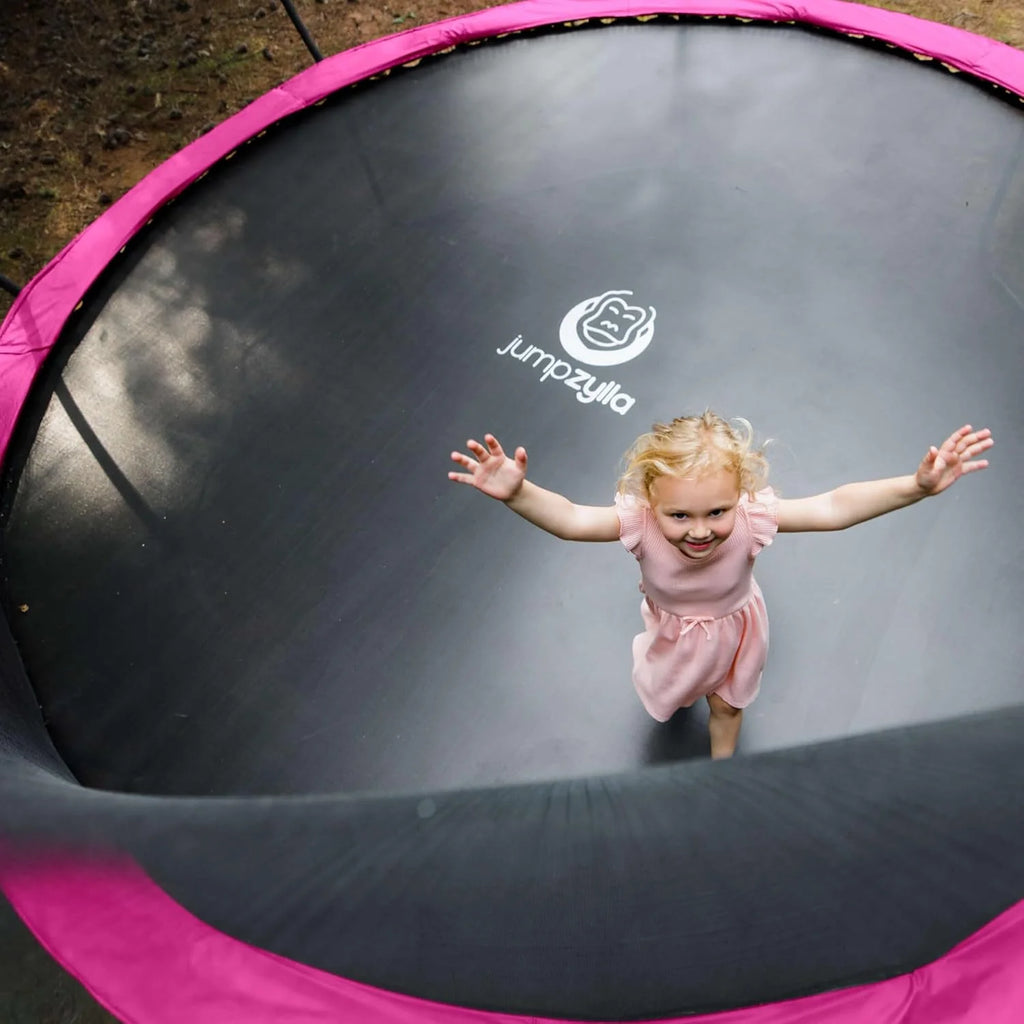 JUMPZYLLA Trampoline 8FT 10FT 12FT 14FT 15FT 16FT Trampoline with Enclosure - Recreational Trampolines with Ladder and AntiRust Coating, ASTM Approval Outdoor Trampoline for Kids