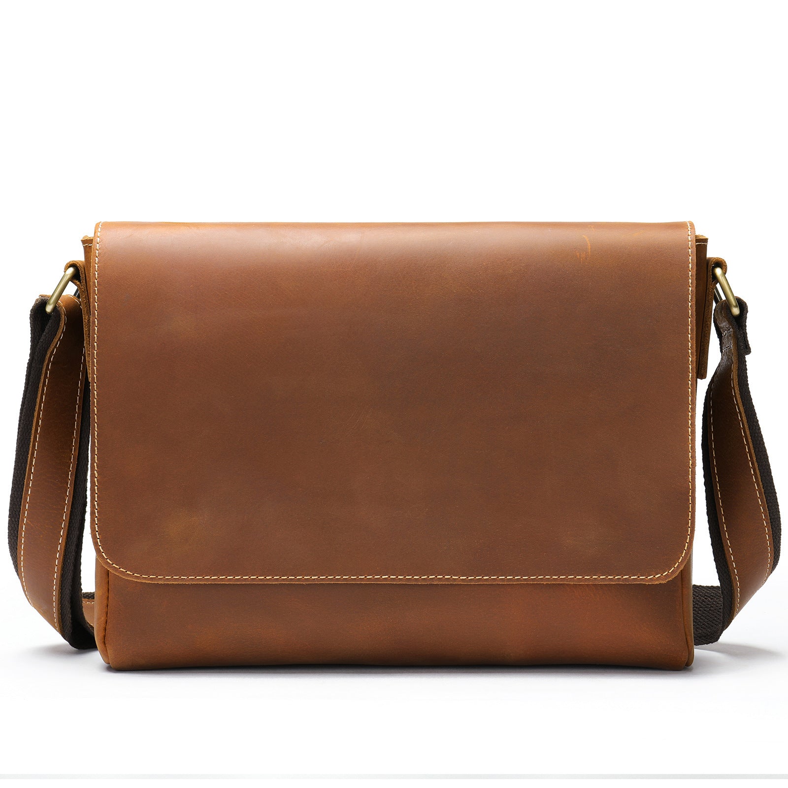 Genuine Leather Mens Shoulder Fashion Saddle Leather Crossbody Casual Messenger Bag