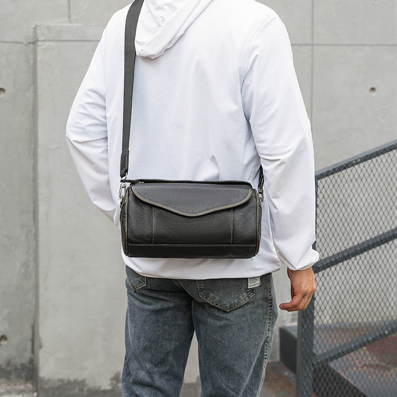 Vintage Crossbody Bag Handheld Vegetable-Tanned Leather Mens