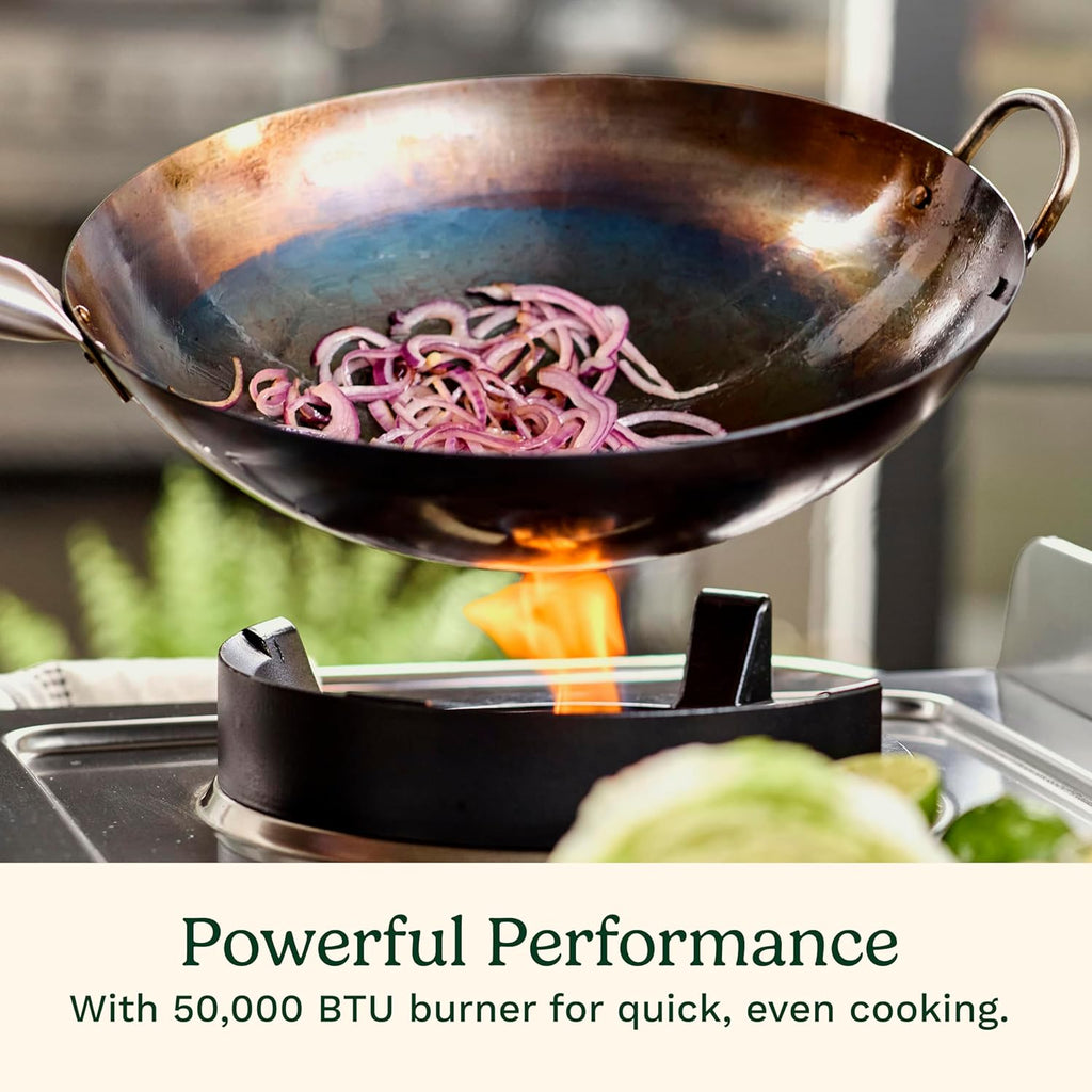 Cuisinart Outdoor Wok Station with 50,000 BTU Burner & 14′′ Carbon Steel Wok – Perfect for Stir Frying & More