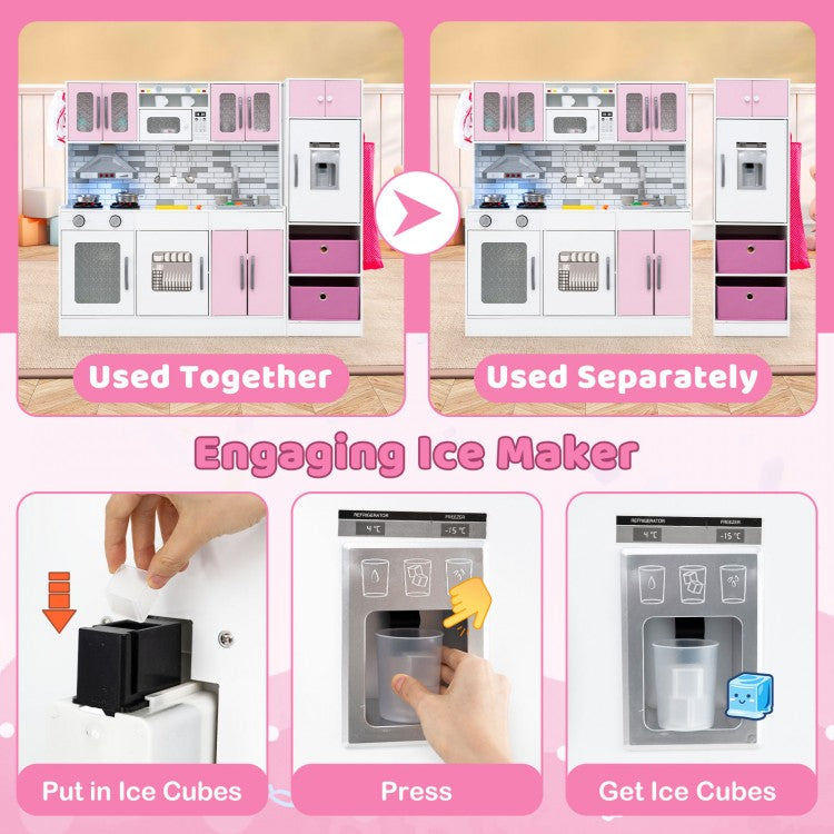 Wooden Kitchen Playset with Lights and Sounds for Ages 3+