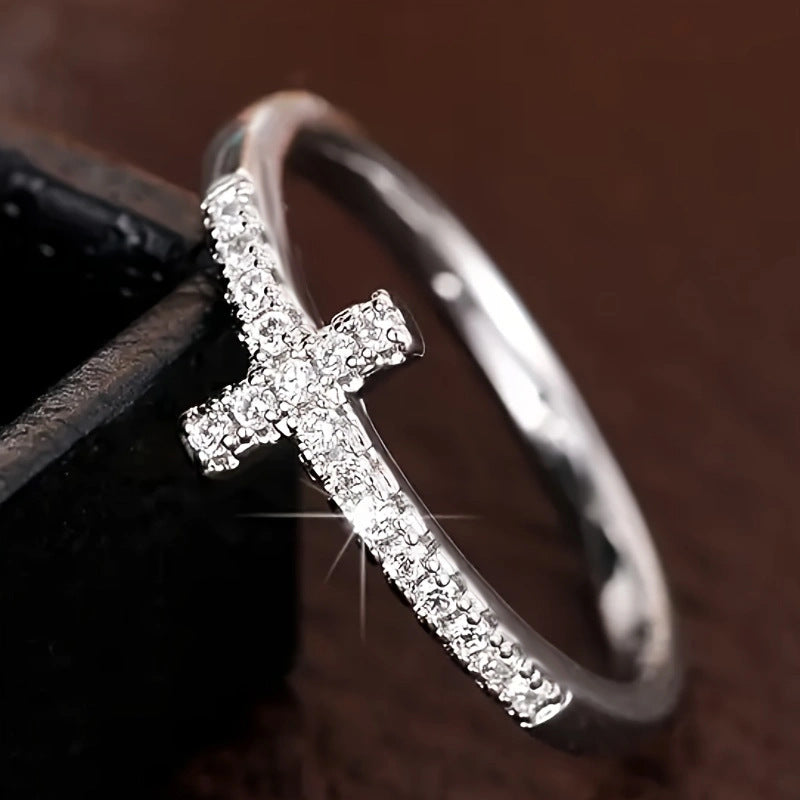 Copper-gold-plated Fashion Ring With Zircon Inlays