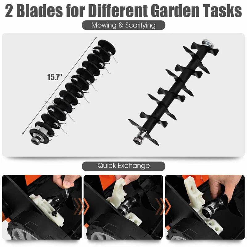 2-in-1 Electric Lawn Dethatcher & Scarifier with Folding Handle, 13 Amp 15" Corded Grass Dethatcher with 50L Collection Bag