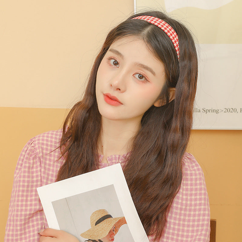 Hong Kong Style Houndstooth Headband Outer Wear Simple Female Hair Band Hair Tie