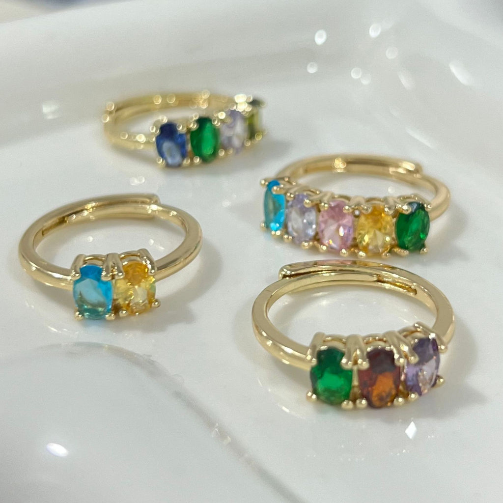 Zircon-inlaid Sweet Multi-colored Ring For Women