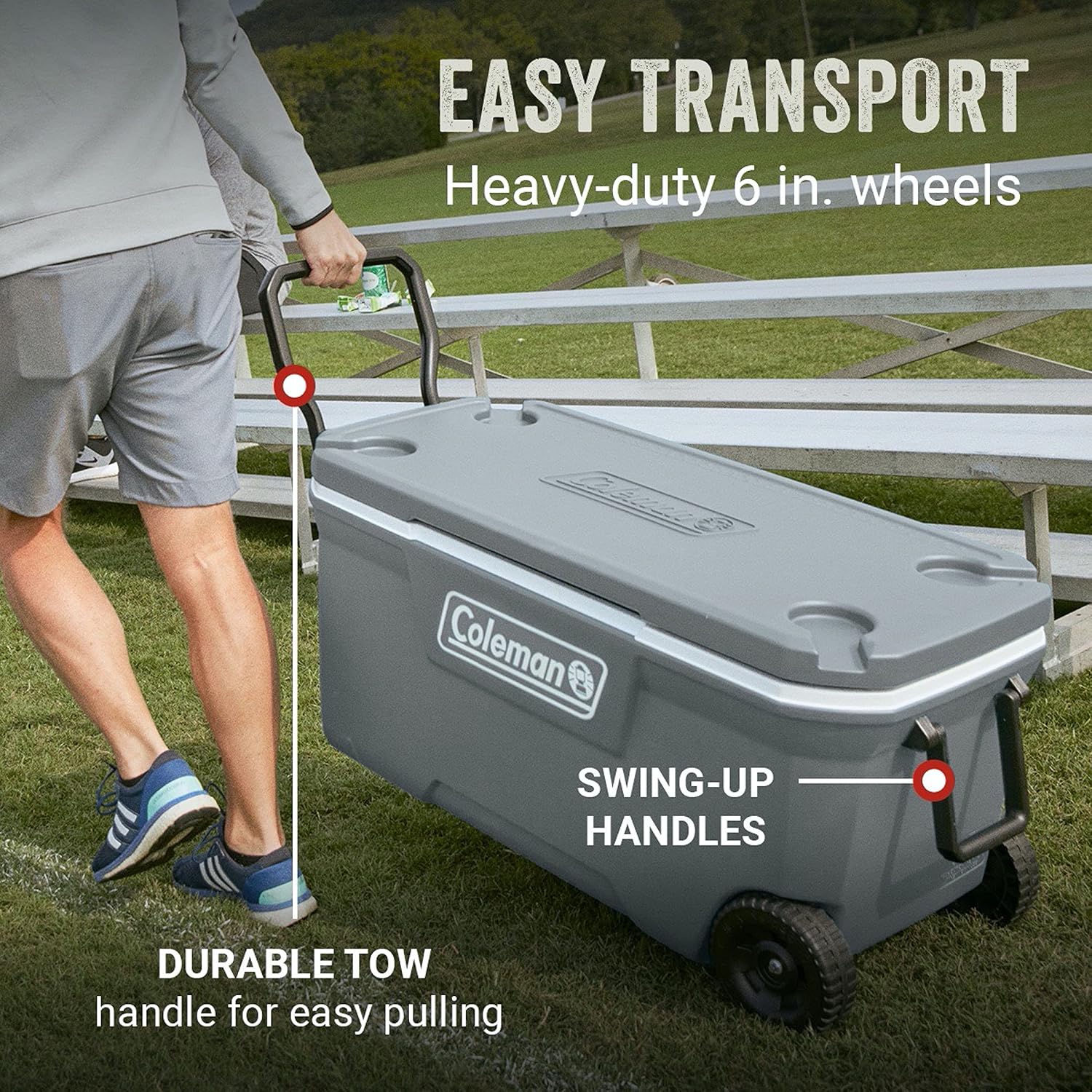 Coleman Classic Series Insulated Portable Wheeled Cooler, Leak-Resistant Outdoor Hard Cooler Keeps Ice up to 5 Days, 100-Quart