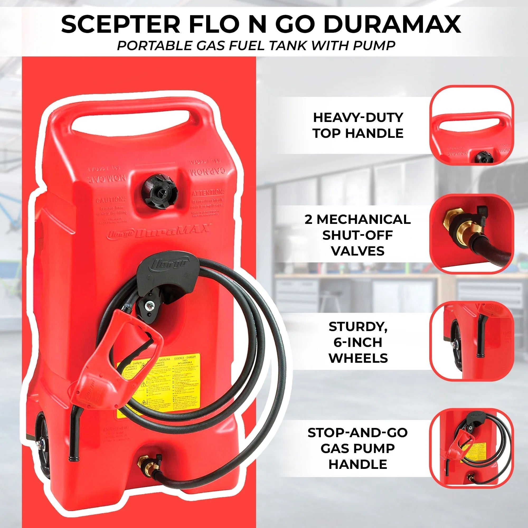14 Gallon Portable Gas Fuel Tank with Pump, 2 Pack, Red