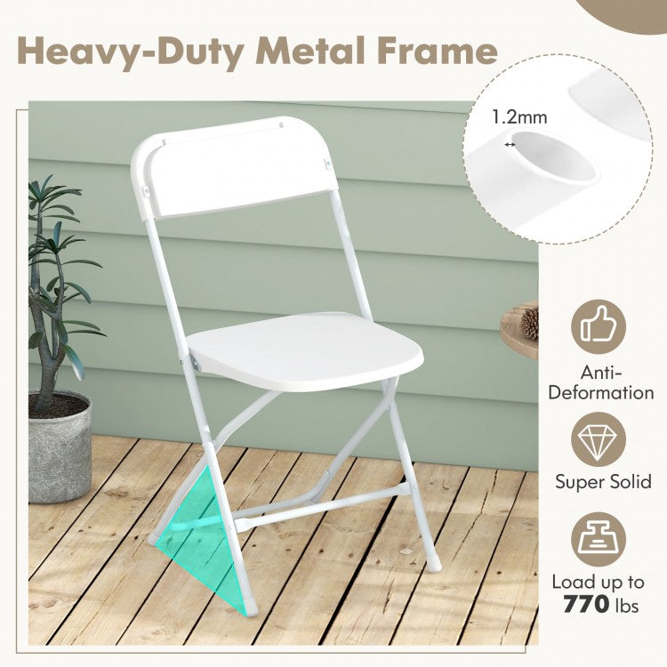 4 Pack Metal Folding Chairs with Plastic Seat and Back