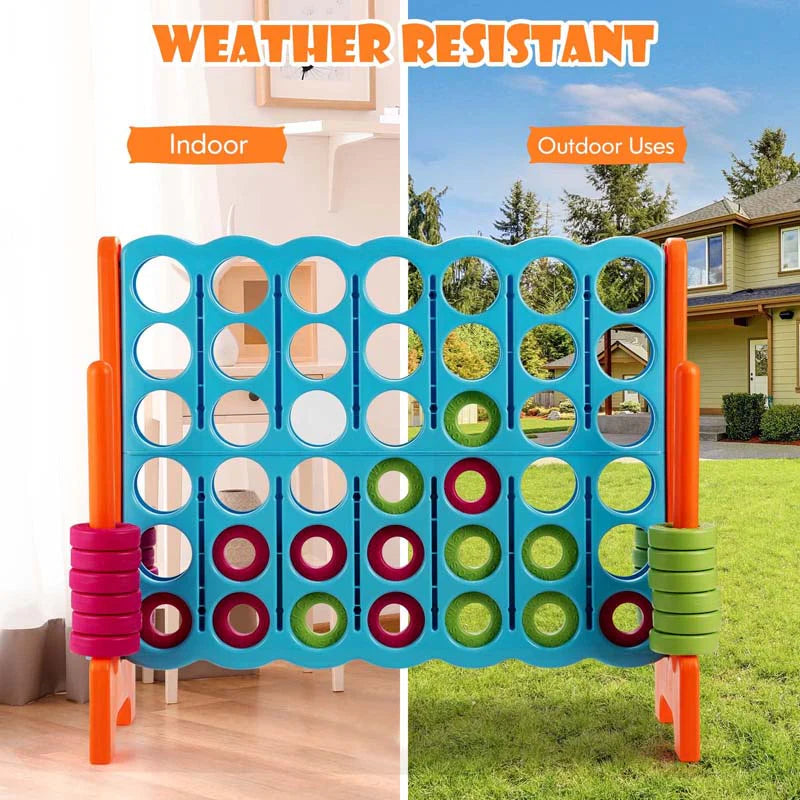 Giant 4-In-A-Row, Jumbo 4-to-Score Giant Game Set with 42 Jumbo Rings & Quick-Release Slider
