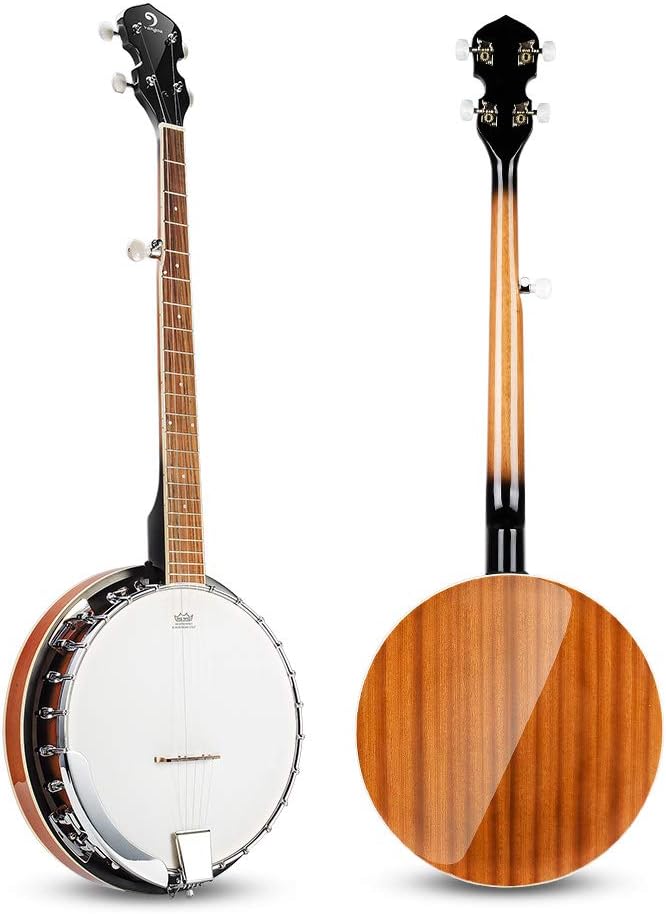 Banjo 5 String Full Size Banjos Set with Resonator, Remo Head, Beginner Banjo Kit with Closed Back, Premium Accessories for Adults, Teenager
