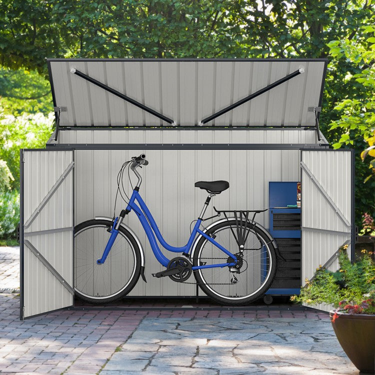 6.3 x 2.8 FT Metal Outdoor Storage Shed Rustproof Steel Tool Shed with Lockable Door
