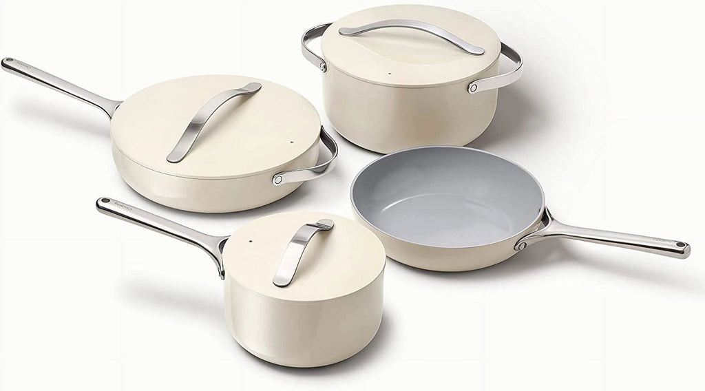 Caraway Nonstick Ceramic Cookware Set (12 Piece) Pots  Pans  Lids and Kitchen Storage - Non Toxic  PTFE &amp; PFOA Free - Oven Safe &amp; Compatible with All Stovetops (Gas  Electric &amp