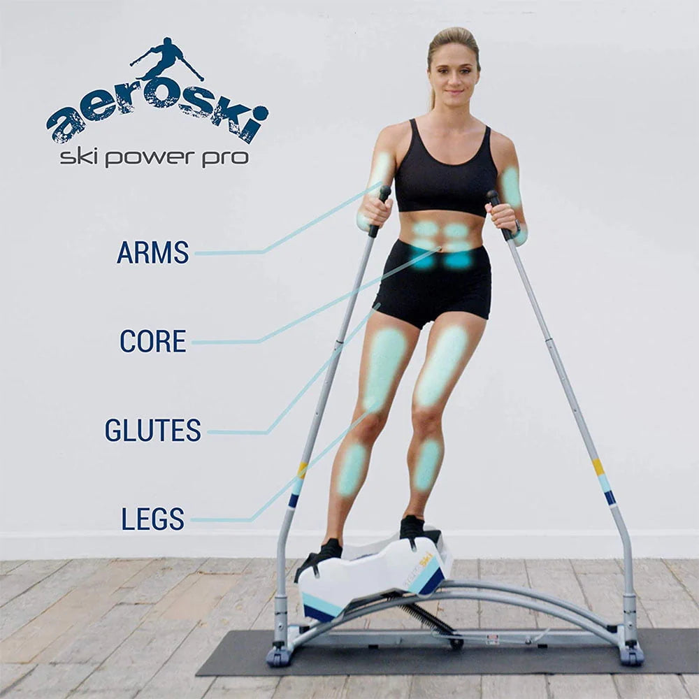 Aeroski 2.0 Ski Fitness Workout Machine with Recoil Spring Resistance, Gray