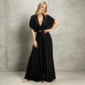 V-neck Solid-color Casual Cardigan Loose-fitting Set