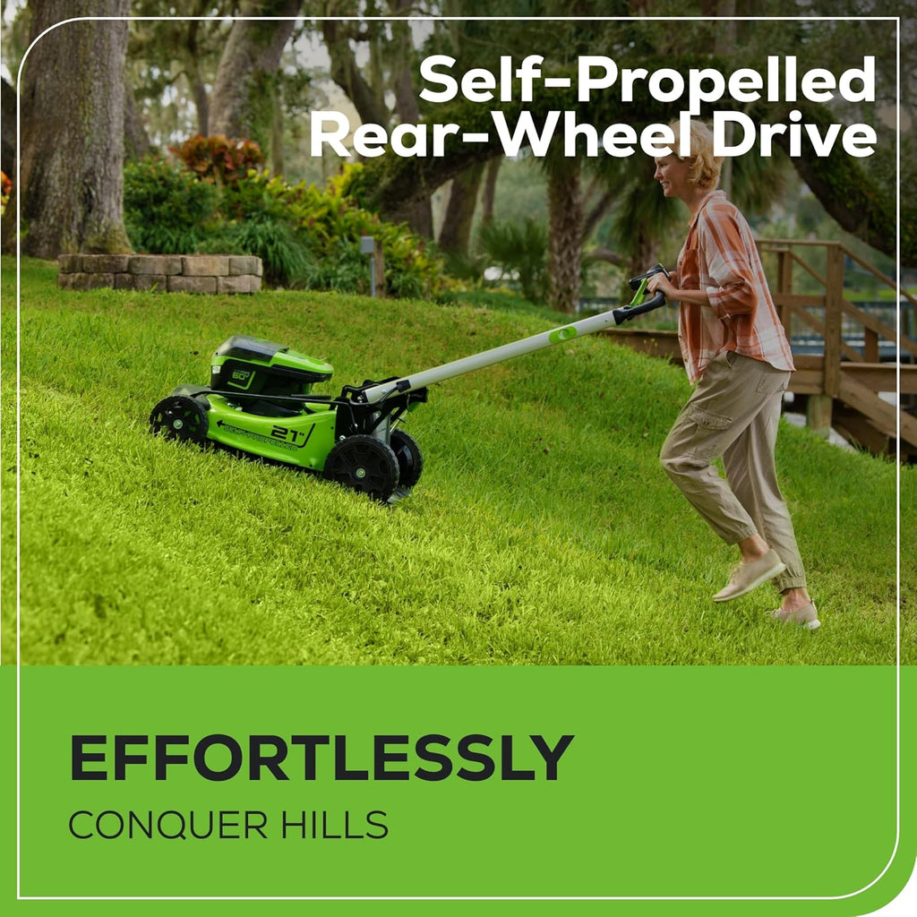 60V 21�� Cordless (Self-Propelled) Lawn Mower , 2 x 4.0Ah Batteries and Dual Port Rapid Charger