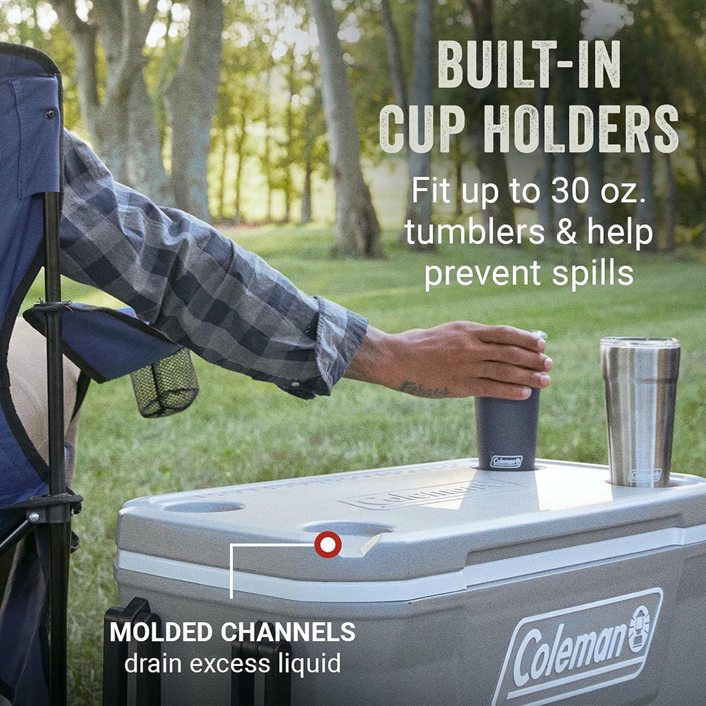 Coleman Classic Series Insulated Portable Wheeled Cooler, Leak-Resistant Outdoor Hard Cooler Keeps Ice up to 5 Days, 100-Quart