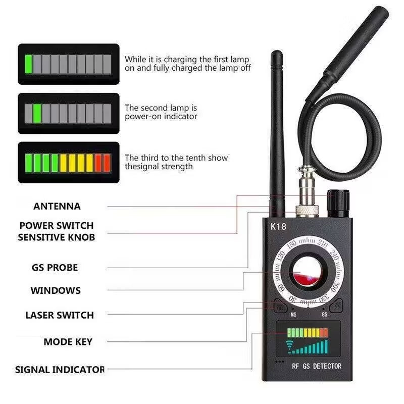 8000MHz Hidden Camera And GPS Bug Detector With Radio Wave And Magnetic Field Detection Building Supplies