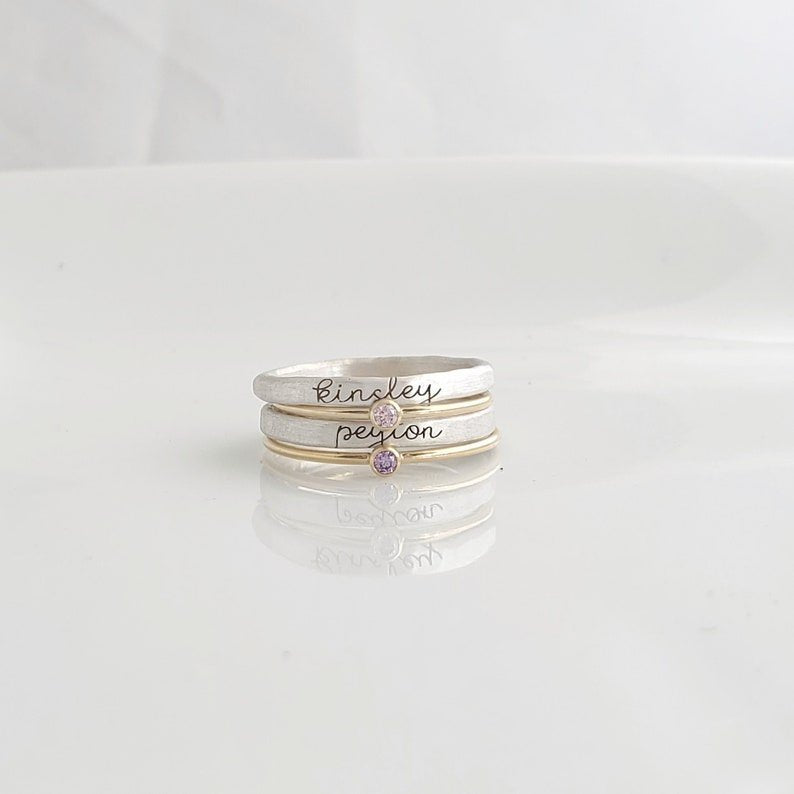 12 Color Birthstone DIY Engraved Ring
