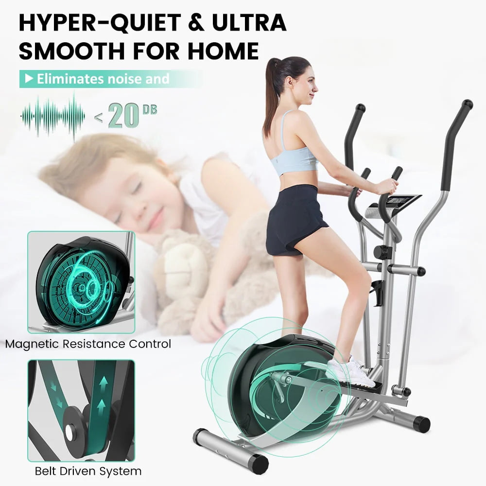 Elliptical Machine, Dripex Magnetic Elliptical Trainers (2023 New Upgraded), Fitness Cardio Cross Trainer w/ 8 Resistance Levels, 6KG Flywheel, Pulse Rate, LCD Monitor, Deivice Holder