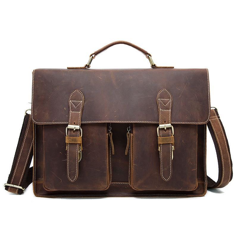 Genuine Leather Mens Shoulder Fashion Saddle Leather Crossbody Casual Messenger Bag