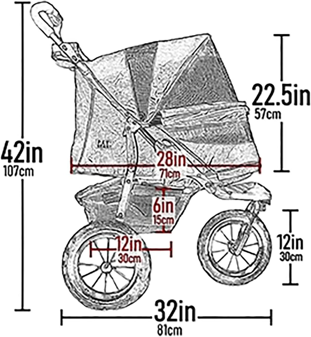 No-Zip NV Pet Stroller for Cats/Dogs, Zipperless Entry, Easy One-Hand Fold, Gel-Filled Tires, Plush Pad + Weather Cover Included, 3 colors