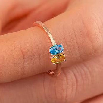 Zircon-inlaid Sweet Multi-colored Ring For Women