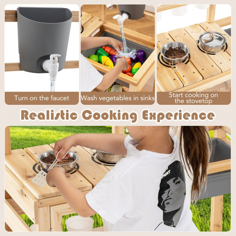 Mud Kitchen Playset with Sink and Plants Observation Room