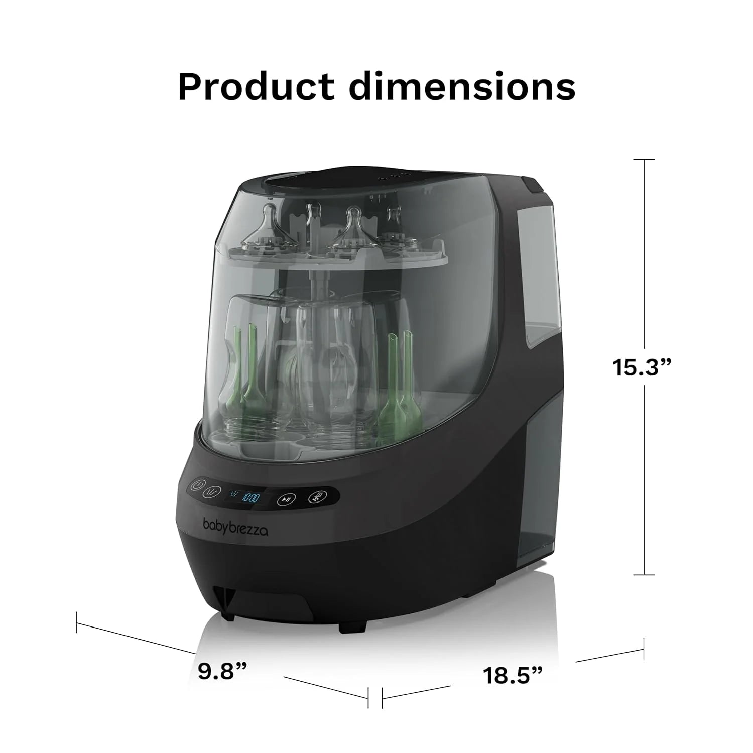 Baby Bottle Washer Pro - Baby Bottle Washer, Sterilizer + Dryer - All in One Machine Cleans Bottles, Pump Parts, & Sippy Cups - Replaces Hand Washing, Bottle Brushes and Drying Racks-Brezza