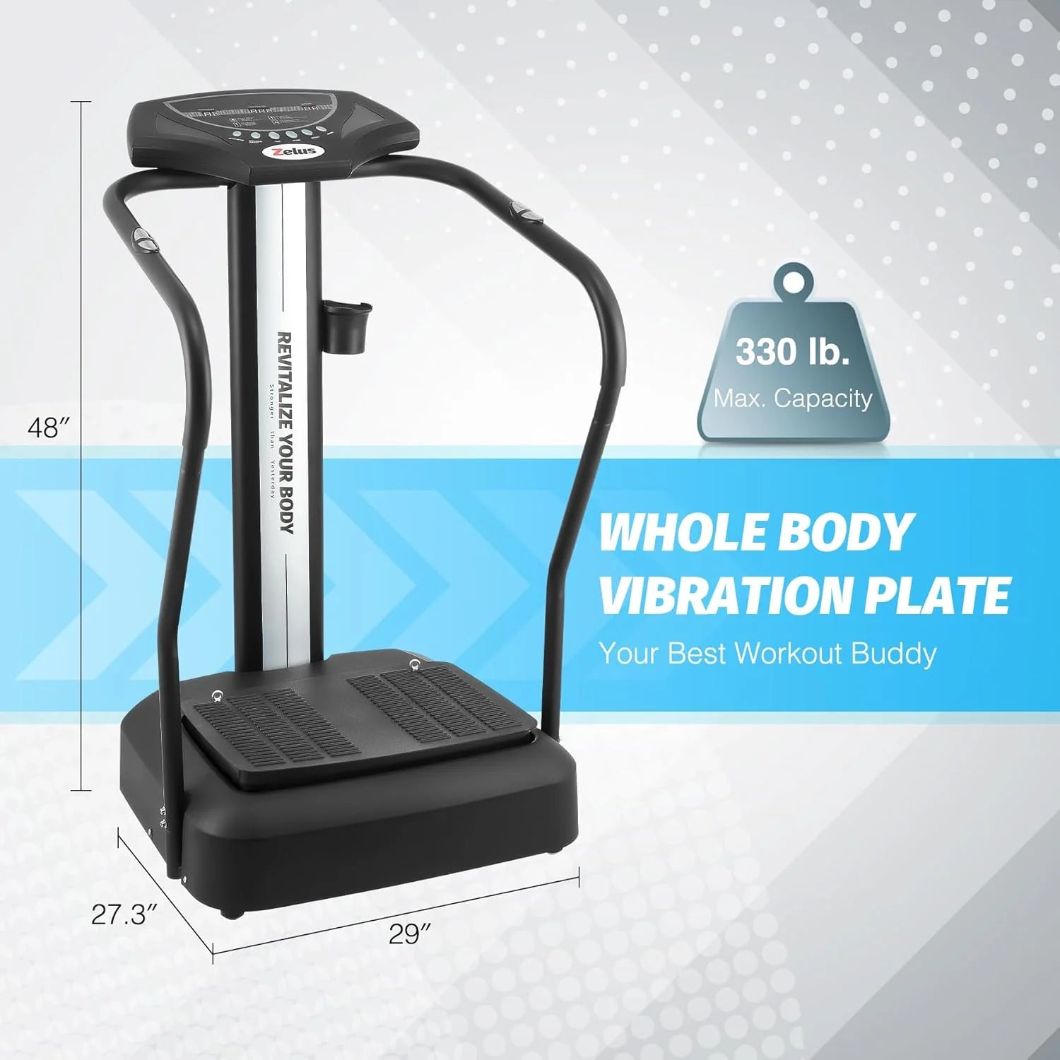 Whole Body Vibration Plate, 500W Vibration Plate Exercise Machine with 99 Levels 3 Preset Modes & 2 Resistance Bands, Training Fitness Vibration Platform Machine for Home Gym with 330lb Capacity