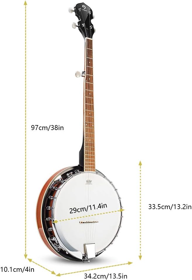Banjo 5 String Full Size Banjos Set with Resonator, Remo Head, Beginner Banjo Kit with Closed Back, Premium Accessories for Adults, Teenager