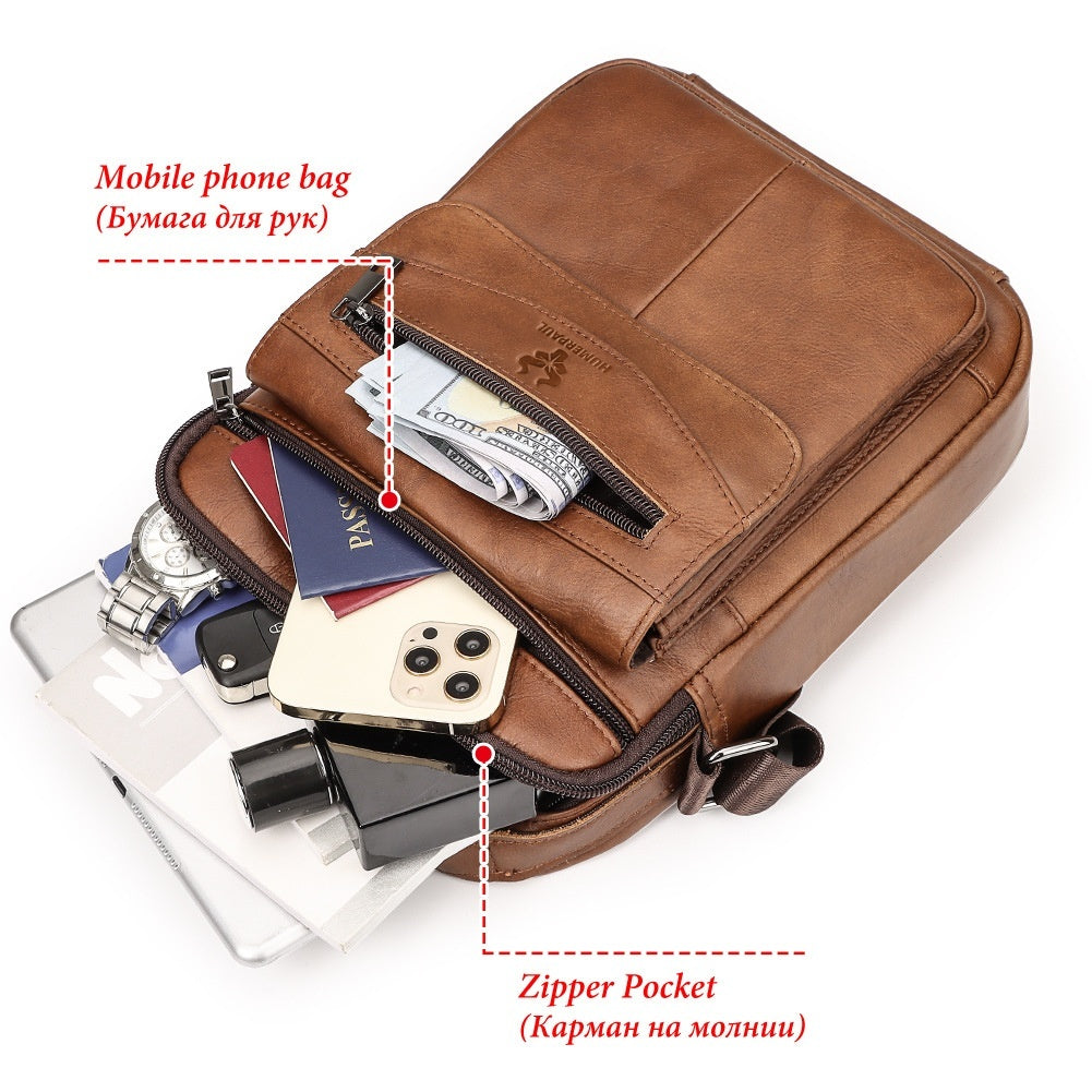 Casual Cross-border Mens Backpack Made From Full-grain Cowhide Leather