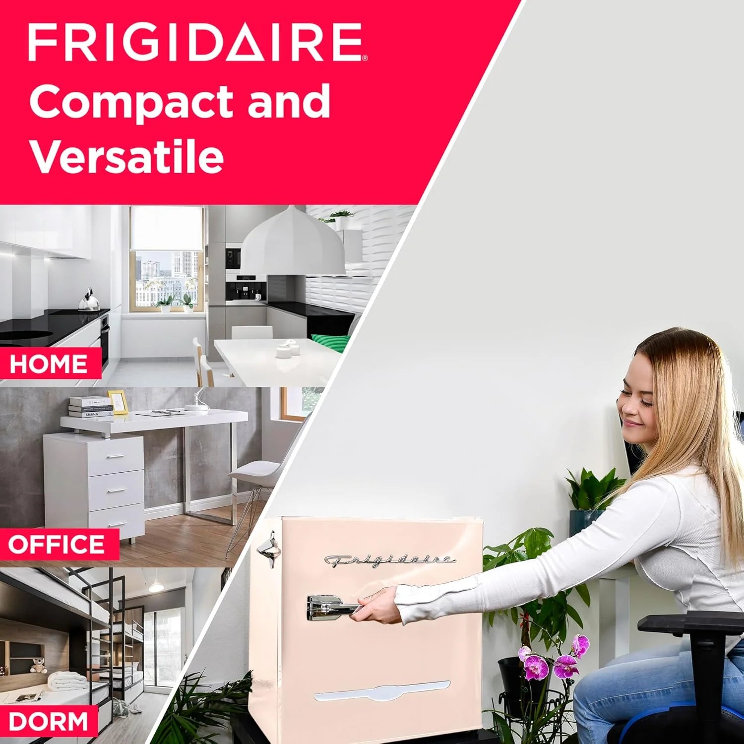 Frigidaire EFR176 Retro Compact Fridge with Chiller Mini Refrigerator with Built-in Bottle Opener for Office, Bedroom, Dorm Room or Cabin, 1.6 cu ft 16" D x 18" W x 18.5" H, Moonlight