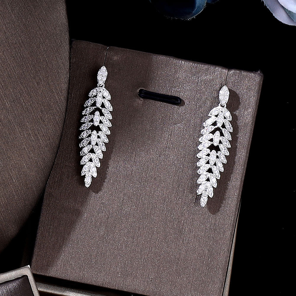 3A Zircon Jewelry Micro Set Full Crystal Necklace And Earrings 4 Piece Set For Weddings And Banquets
